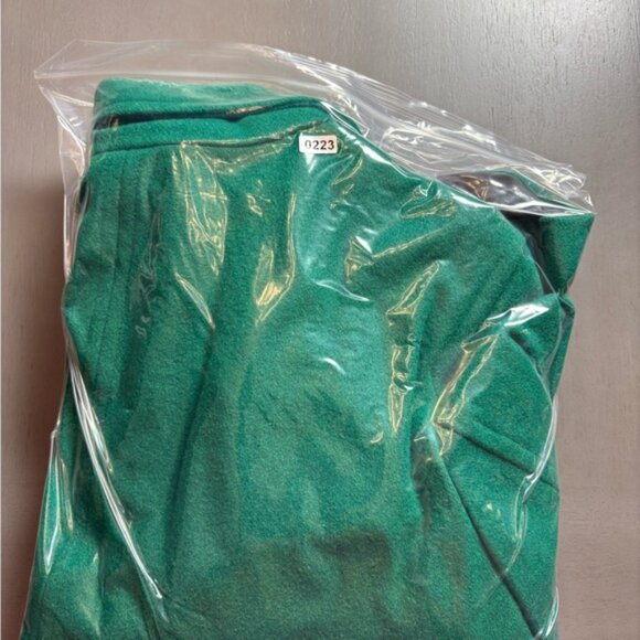 Old Navy Women's Kelly Green Double-Breasted Pea Coat Wool Blend Pleated Y2K - Picture 14 of 14